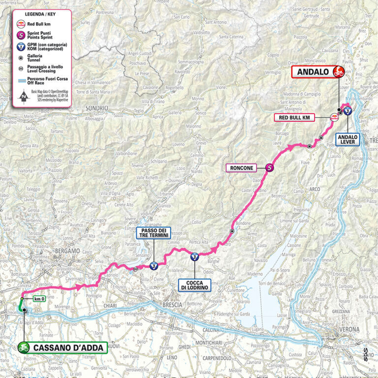Planimetria ufficiale tappa 17 Giro d’Italia 2026, Cassano d’Adda - Andalo