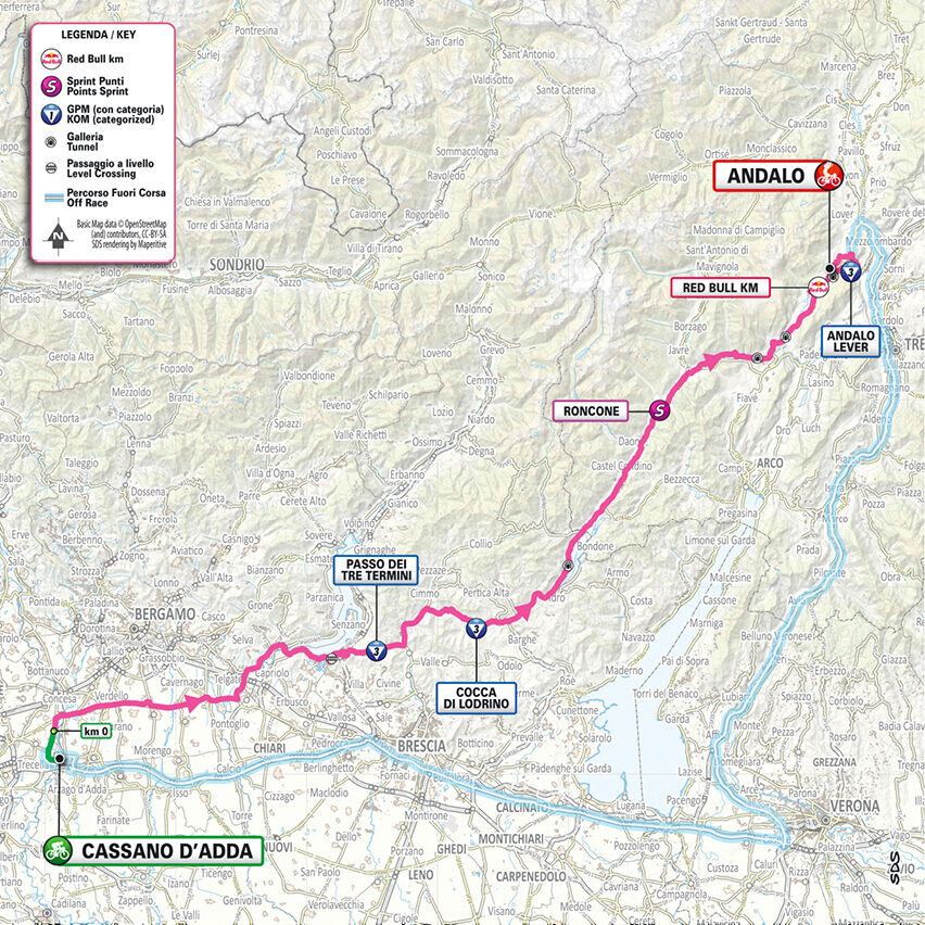 Planimetria ufficiale tappa 17 Giro d’Italia 2026, Cassano d’Adda - Andalo