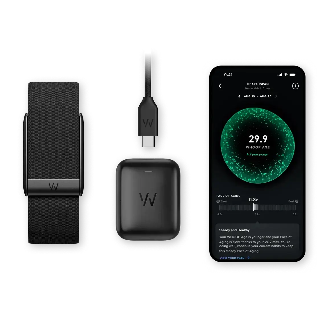 WHOOP 5.0 Peak con bracciale, caricatore wireless e app