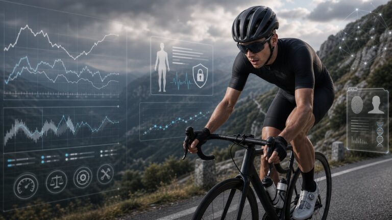 Illustrazione editoriale sui dati di potenza e il passaporto dei watt nel ciclismo
