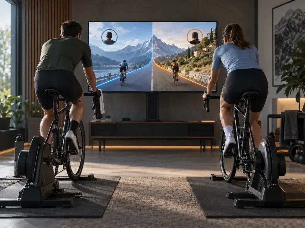 Illustrazione editoriale: Rouvy dopo l’acquisizione Zwift: cosa resta uguale per gli utenti