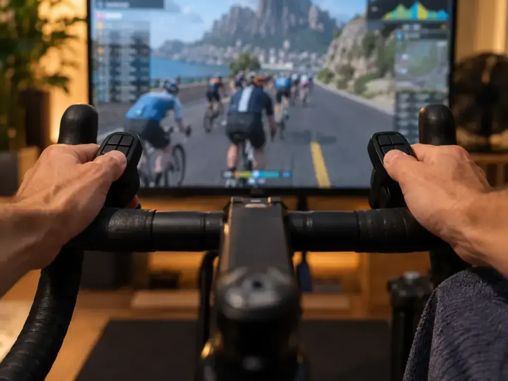 Illustrazione editoriale: TrainingPeaks Virtual supporta controlli, virtual gears e posizionamento tattico