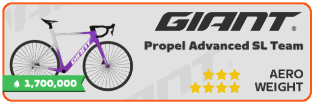 Giant Propel Advanced SL Team nella Drop Shop di Zwift