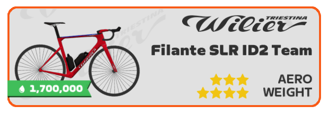 Wilier Filante SLR ID2 Team nella Drop Shop di Zwift