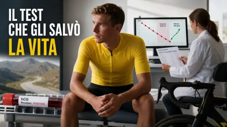 Illustrazione editoriale sul controllo antidoping che portò alla diagnosi precoce di Torstein Træen