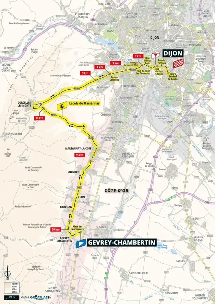Planimetria ufficiale della tappa 4 Gevrey-Chambertin-Dijon del Tour de France Femmes 2026