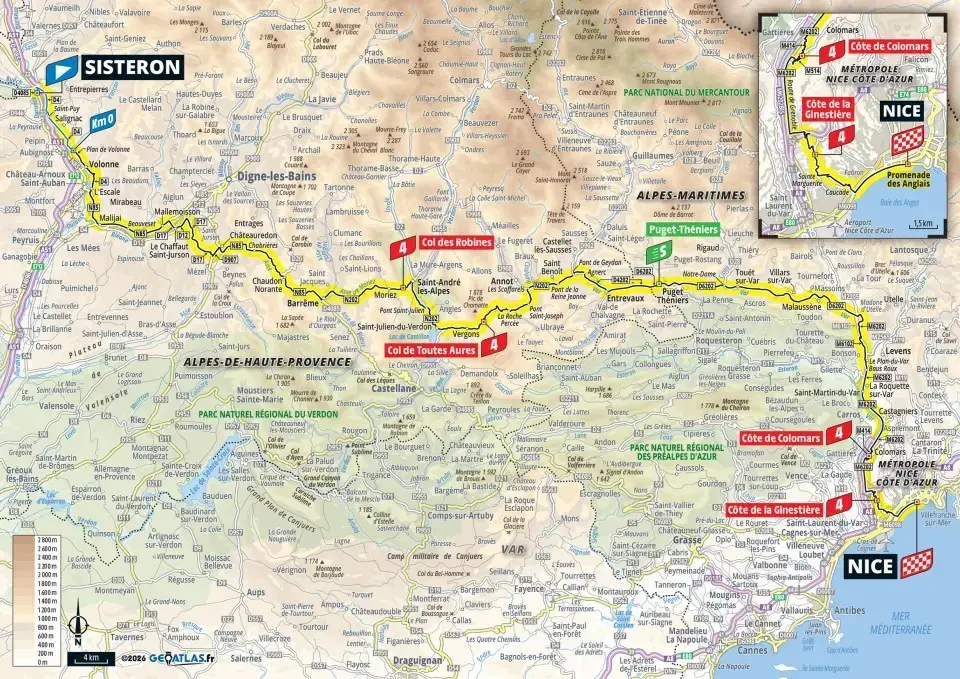Planimetria ufficiale della tappa 8 Sisteron-Nizza del Tour de France Femmes 2026