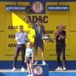 Paul Magnier sul podio di Heilbronn dopo la vittoria nella tappa 4 della Deutschland Tour 2026