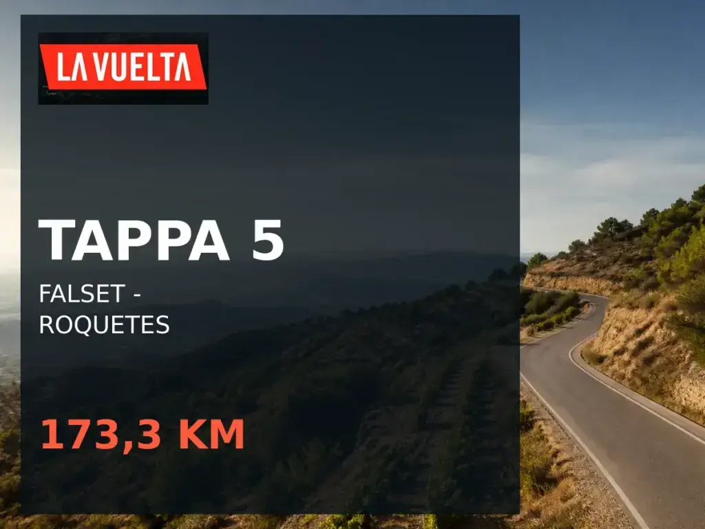 Tappa 5 della Vuelta 2026: Falset - Roquetes, 173,3 km.
