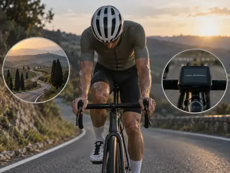 Illustrazione editoriale per Durability nel ciclismo: test, metriche e allenamento
