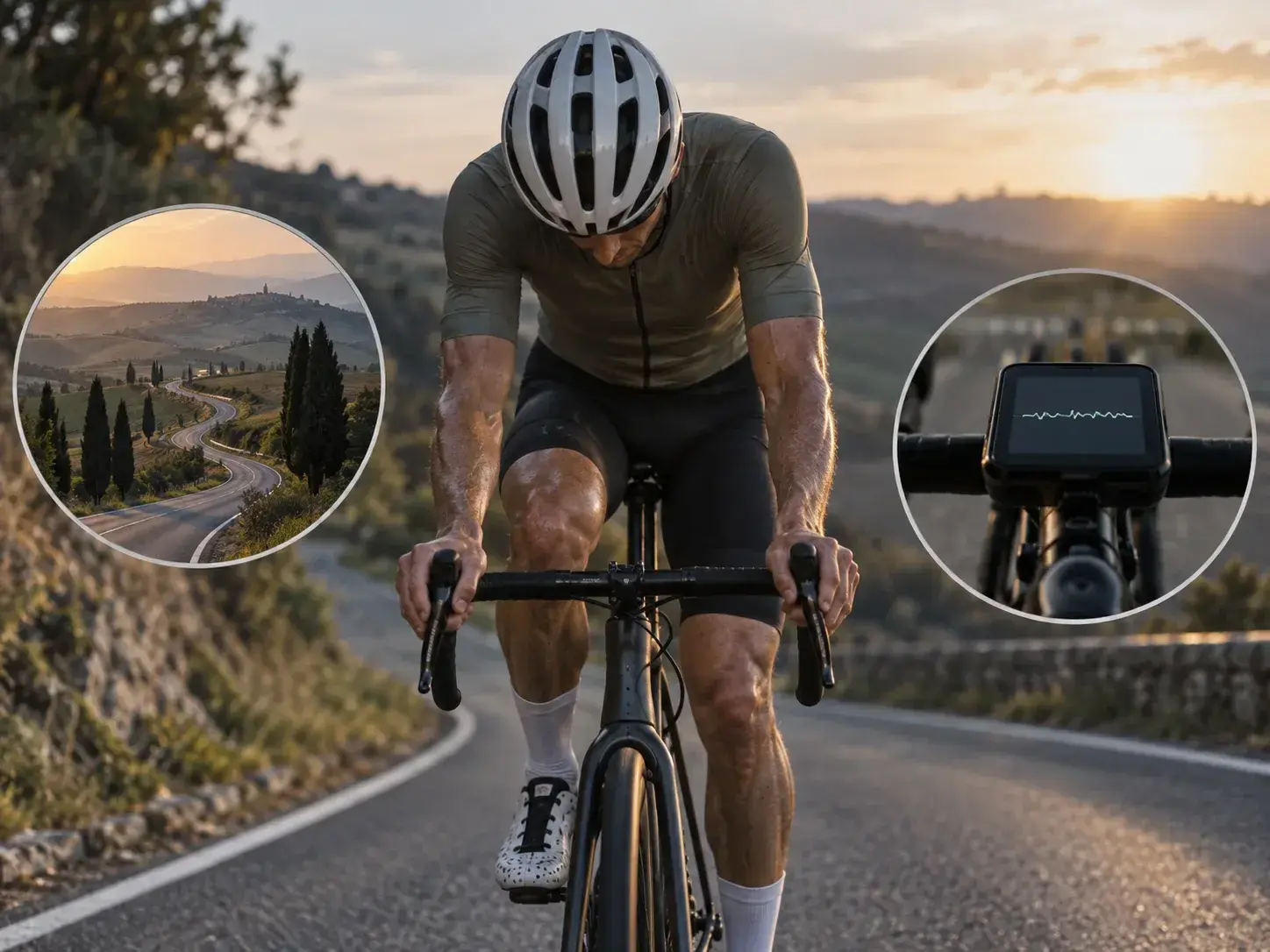 Illustrazione editoriale per Durability nel ciclismo: test, metriche e allenamento