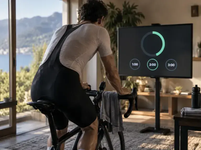 Illustrazione editoriale per Recupero tra intervalli in bici: durata per VO2max, soglia e sprint
