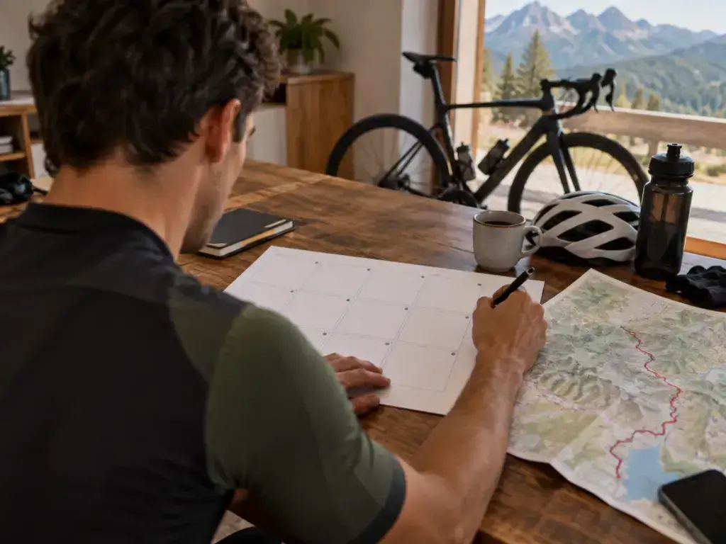 Illustrazione editoriale per Preparare una granfondo: programma di 12 settimane