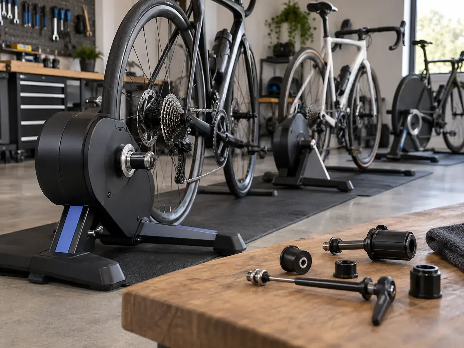 Illustrazione editoriale per Rulli compatibili con Zwift 2026: modelli, prezzi e cambio virtuale
