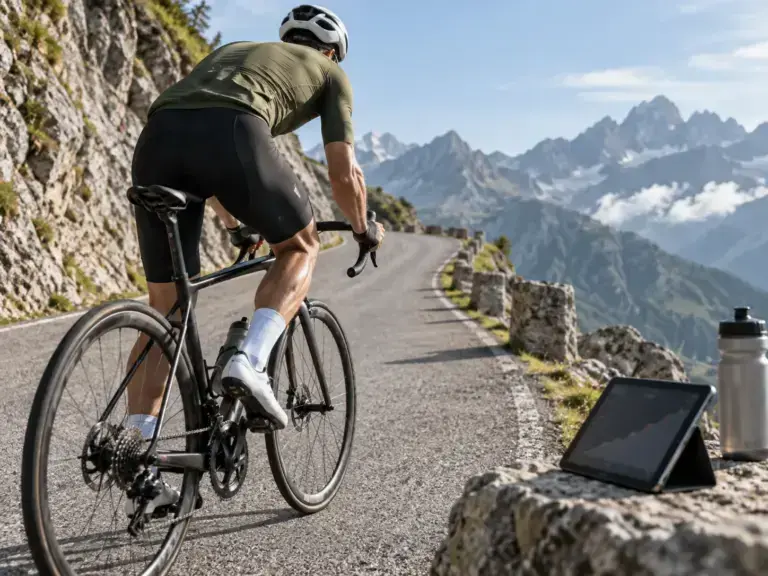 Illustrazione editoriale per Watt/kg nel ciclismo: tabella, calcolo e valori da interpretare
