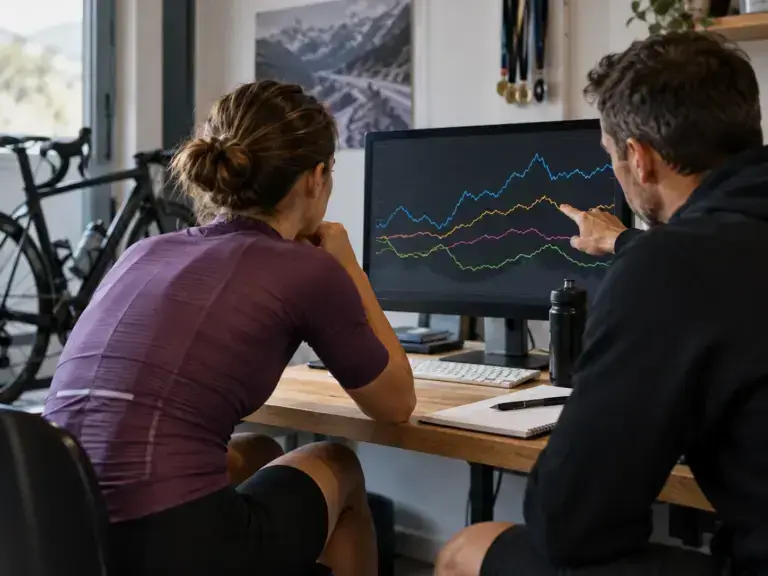 Illustrazione editoriale per TSS, CTL, ATL e TSB nel ciclismo: calcolo e valori