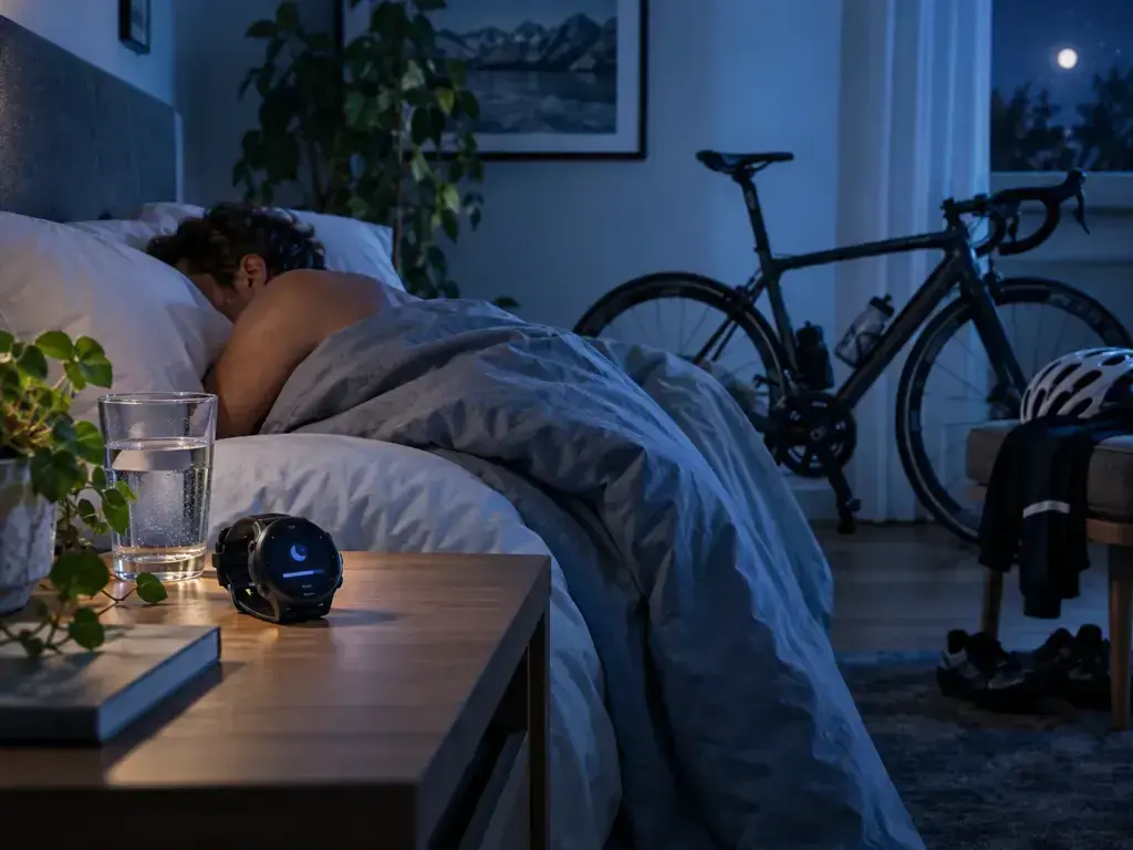 Illustrazione editoriale per Sonno e recupero nel ciclismo: quante ore servono davvero