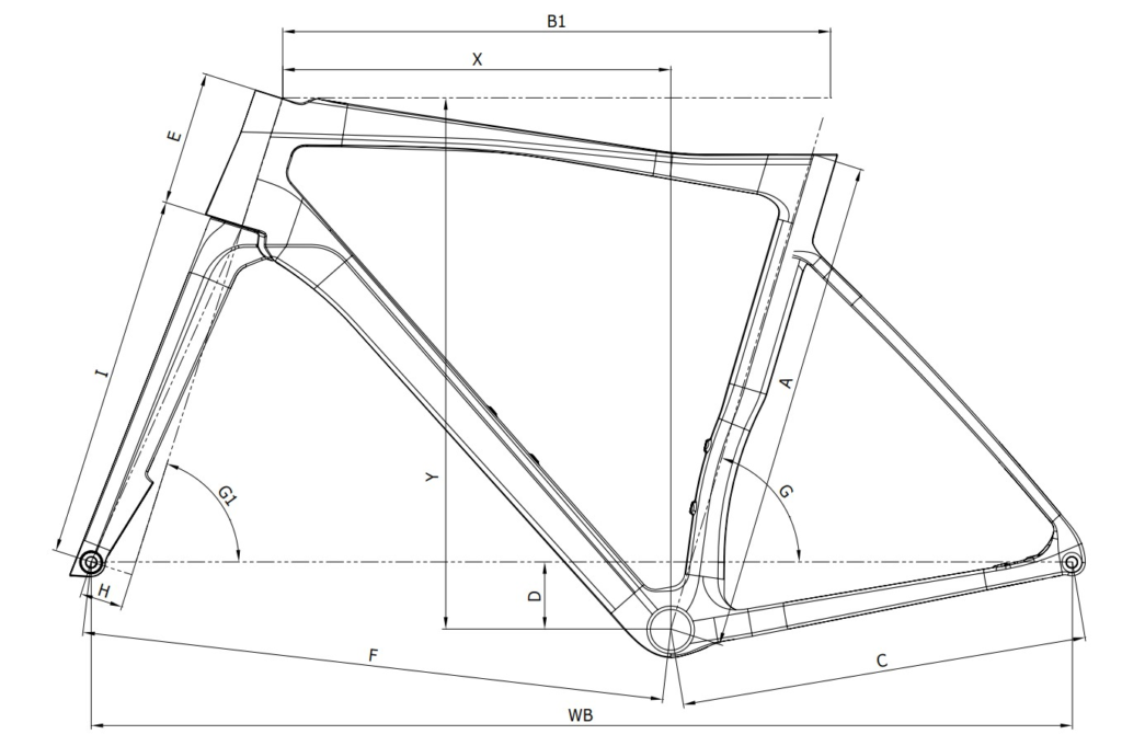 Bianchi Specialissima, schema ufficiale delle geometrie YTB47