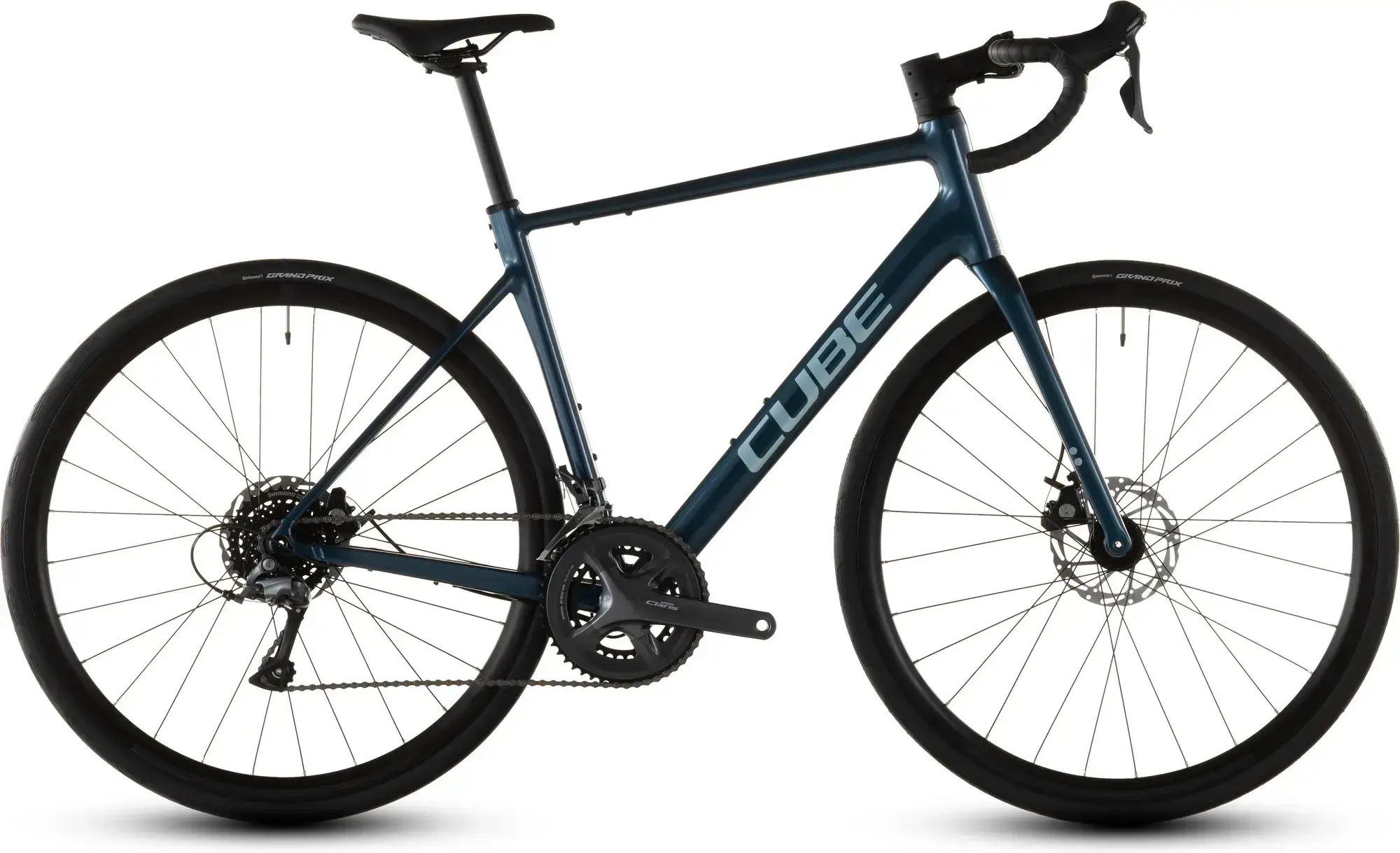 Cube Attain Pro 2026 in alluminio blu, vista laterale completa