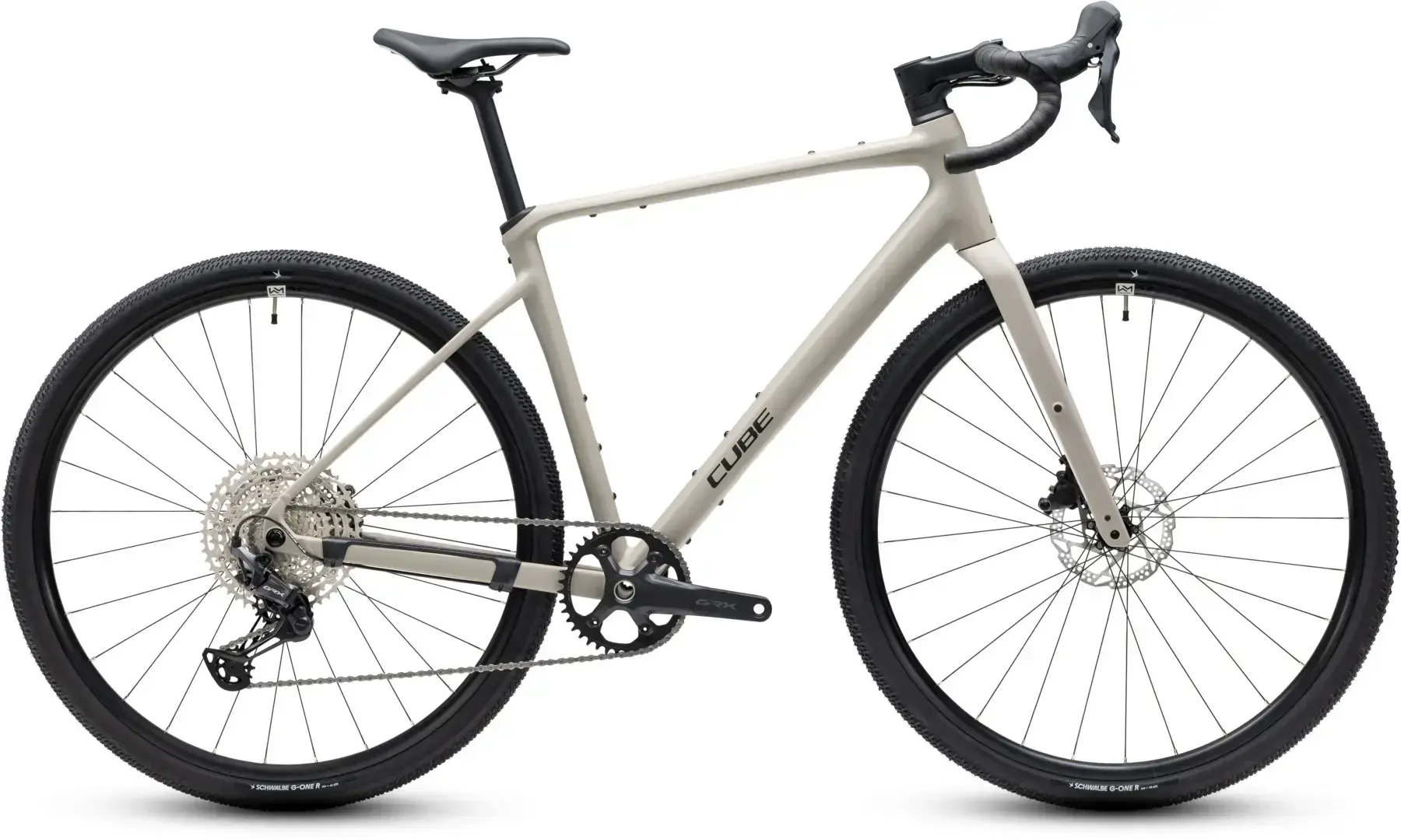 Cube Nuroad EX 2027 oatgrey and black, vista laterale completa