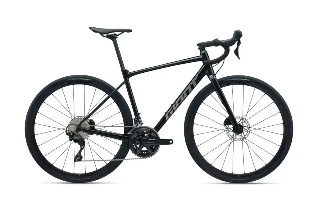Giant Contend AR 1 2026 nera, bici completa in vista laterale