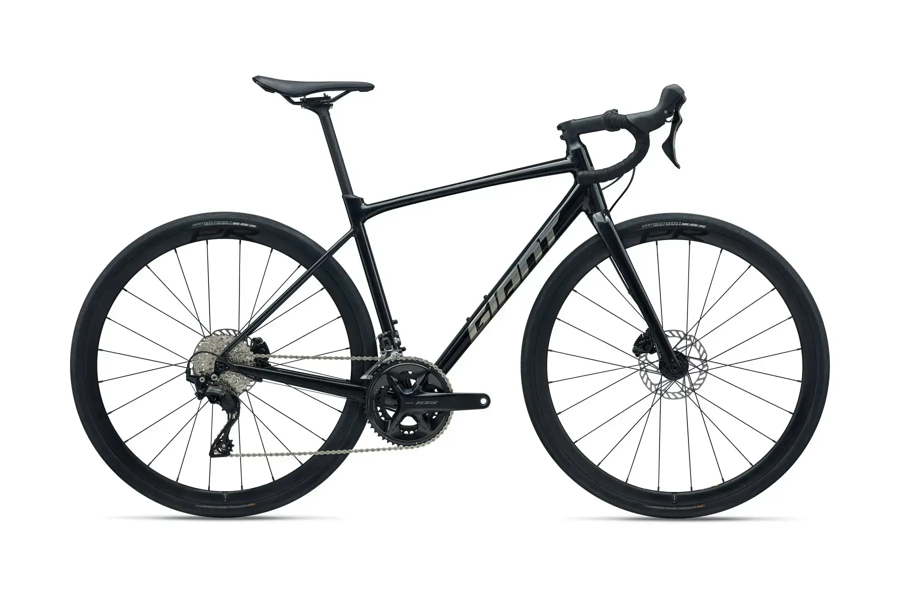 Giant Contend AR 1 2026 nera, bici completa in vista laterale