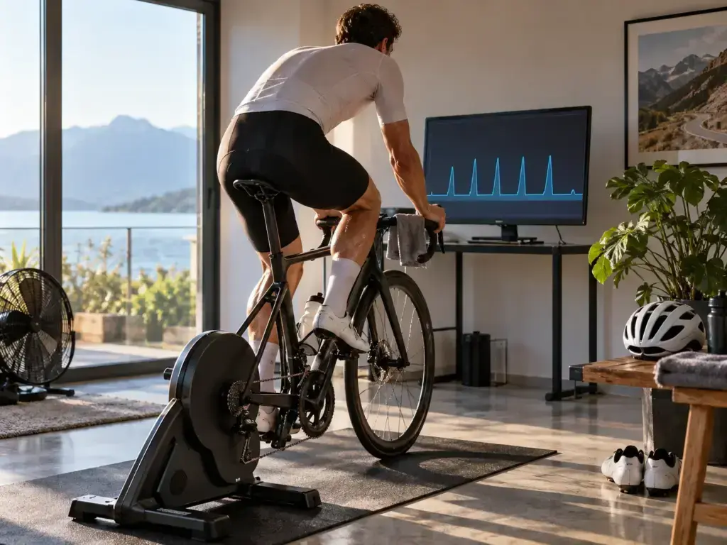Illustrazione editoriale sull'allenamento ciclistico: intervals
