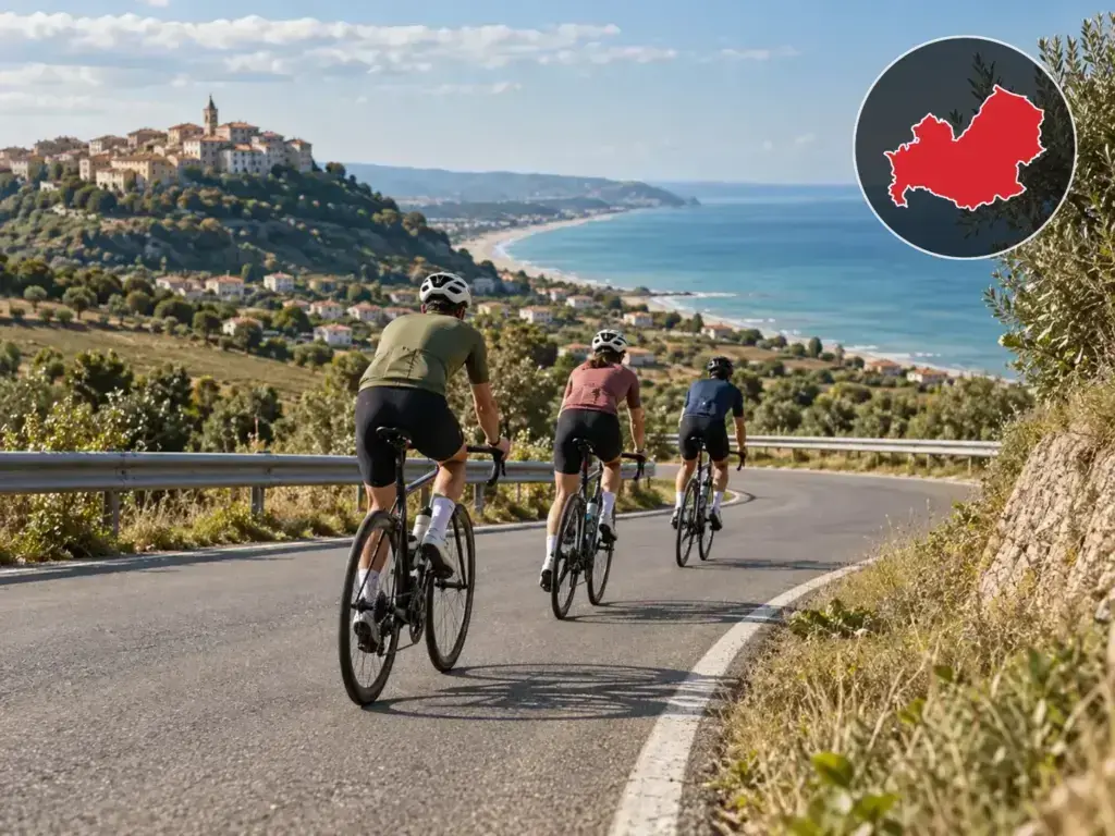 Illustrazione editoriale delle gare ciclistiche in Molise a ottobre 2026