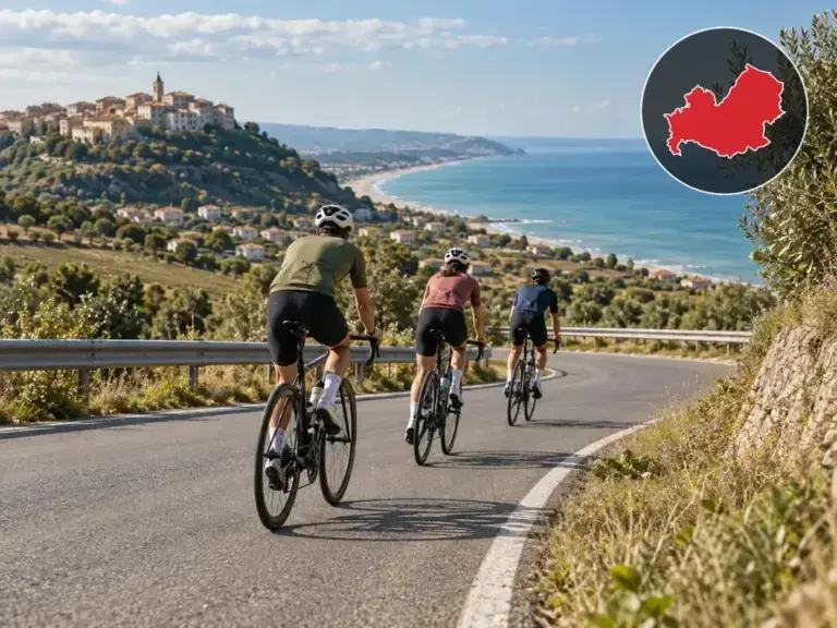 Illustrazione editoriale delle gare ciclistiche in Molise a ottobre 2026