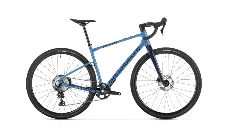 Mondraker ARID S 2026 blu, bici gravel completa vista lateralmente