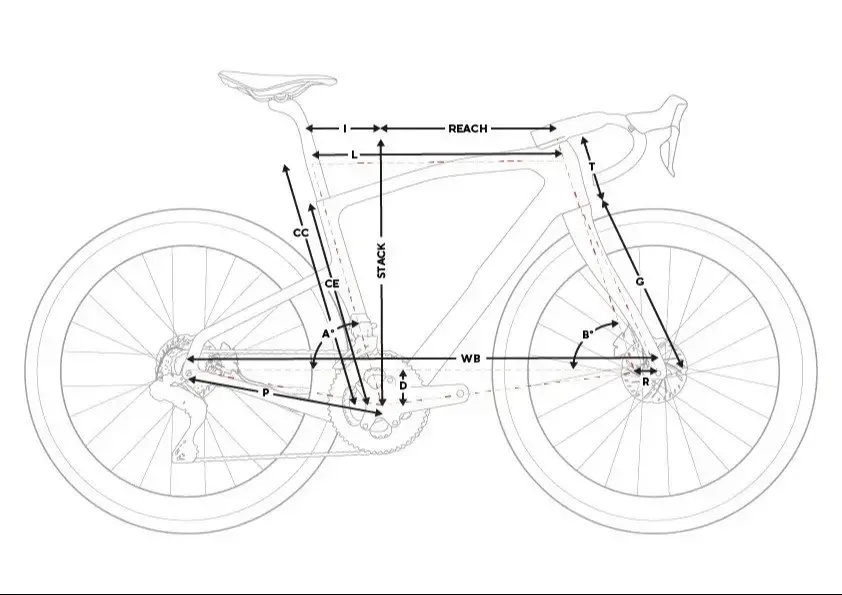 Pinarello Grevil F1 GRX 610 2026, disegno geometrico ufficiale