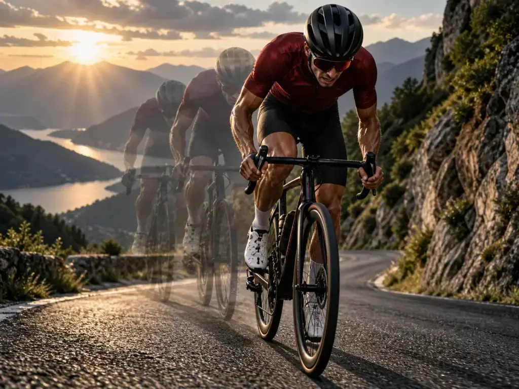 Illustrazione editoriale di un ciclista che ripete intervalli intensi in salita