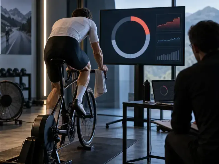Illustrazione editoriale sull'allenamento ciclistico: testing