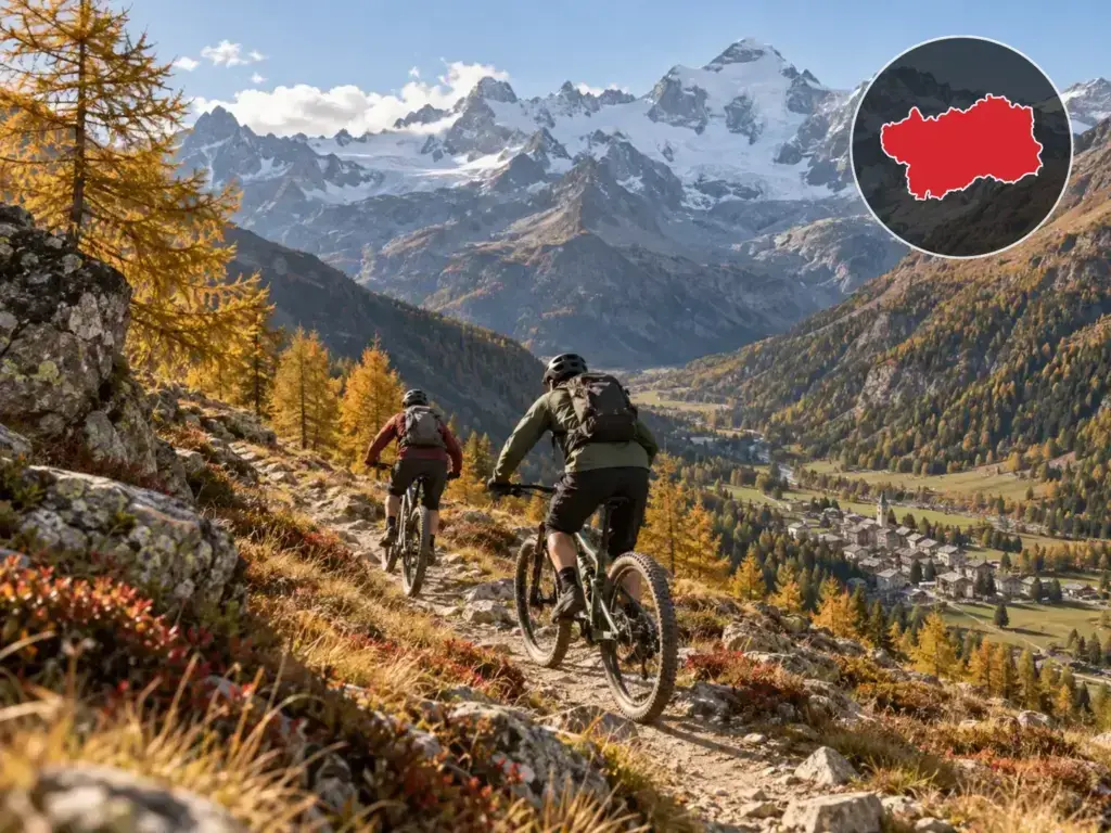 Illustrazione editoriale delle gare ciclistiche in Valle d'Aosta a ottobre 2026