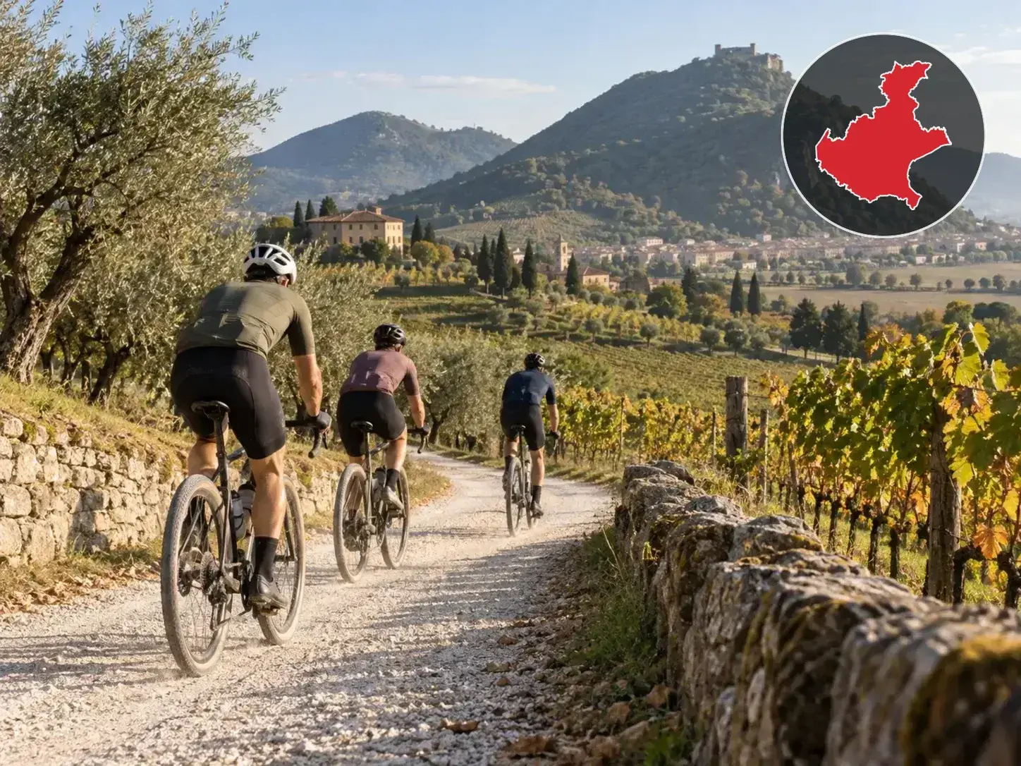 Illustrazione editoriale delle gare ciclistiche in Veneto a ottobre 2026