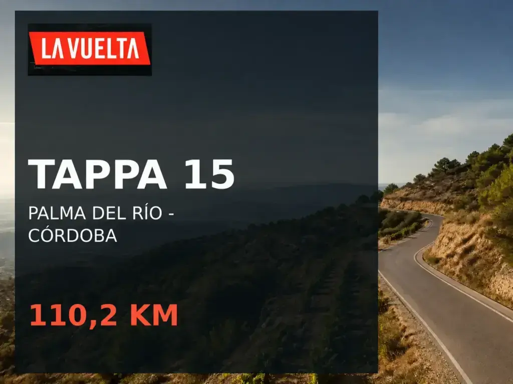 Illustrazione editoriale della tappa 15 Vuelta 2026: Palma del Río-Córdoba, 110,2 km