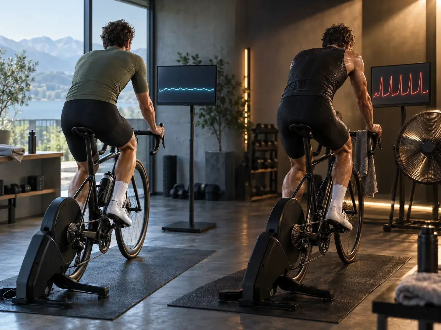 Illustrazione editoriale del confronto tra Zona 2 e HIIT nel ciclismo