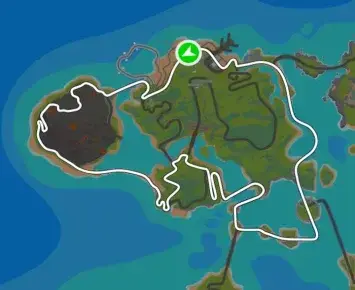 Planimetria ufficiale Zwift del percorso Beach Island Loop a Watopia.