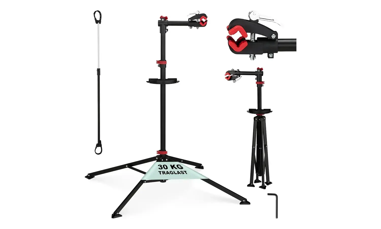 Relaxdays Supporto per Bicicletta, Stand Tripode per Riparazione, Manutenzione Bicicletta, Portabici, Acciaio, Nero