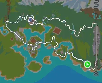 Planimetria ufficiale Zwift di Coastal Crown Loop nel mondo Watopia. Fonte: Zwift.