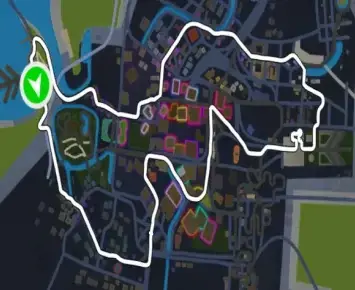 Planimetria ufficiale Zwift di Electric Loop nel mondo Makuri Islands. Fonte: Zwift.
