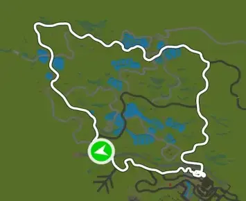 Planimetria ufficiale Zwift di Farmland Loop nel mondo Makuri Islands. Fonte: Zwift.