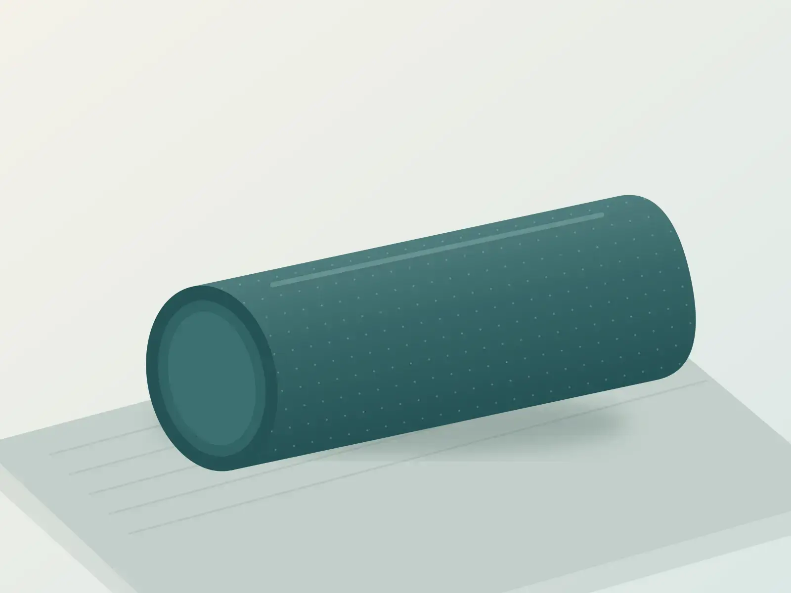 Illustrazione editoriale di un foam roller generico su un tappetino