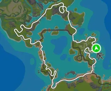 Planimetria ufficiale Zwift di Island Outskirts nel mondo Makuri Islands. Fonte: Zwift.