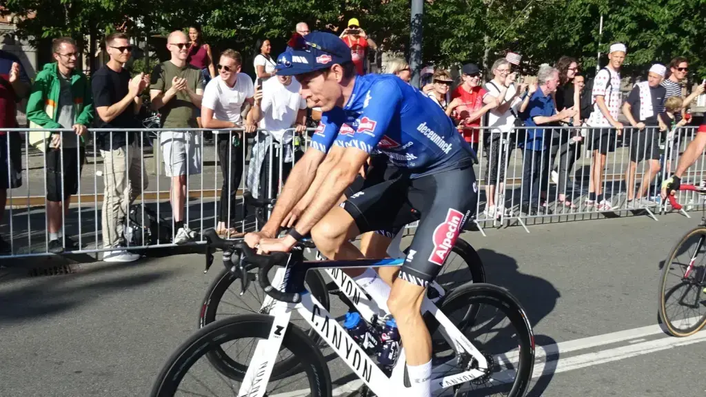 Michael Gogl alla presentazione del Tour 2022, foto d’archivio con la maglia Alpecin-Deceuninck