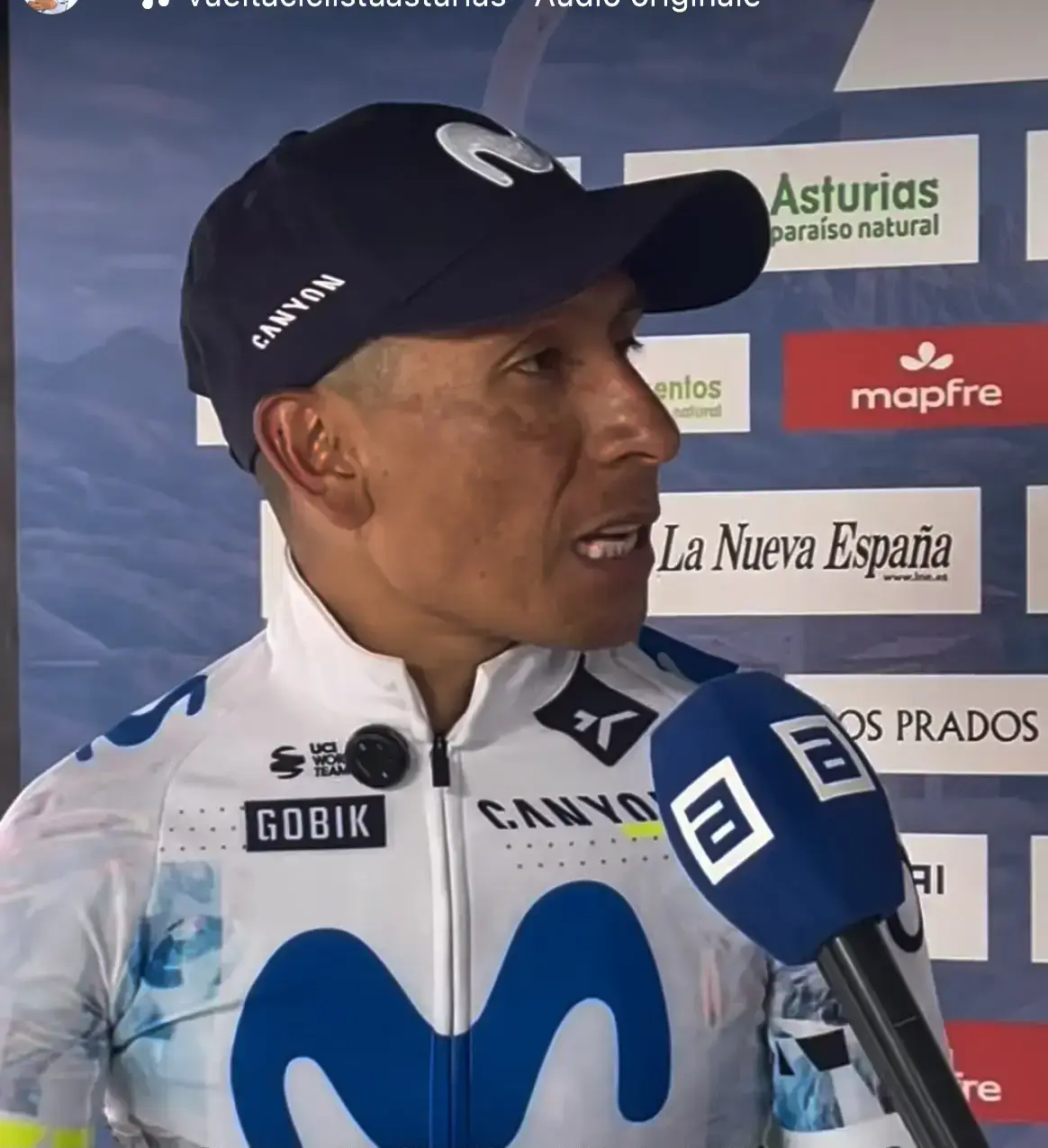 Nairo Quintana durante una intervista: foto archivio diffusa da GS Emilia