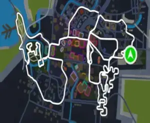 Planimetria ufficiale Zwift di Neokyo All-Nighter nel mondo Makuri Islands.