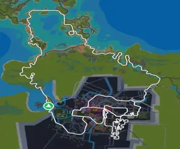 Planimetria ufficiale Zwift di Neon Shore Loop. Fonte: Zwift.