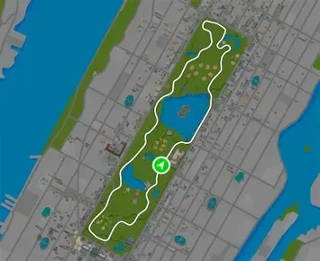 Planimetria ufficiale Zwift di Park Perimeter Loop nel mondo New York. Fonte: Zwift.