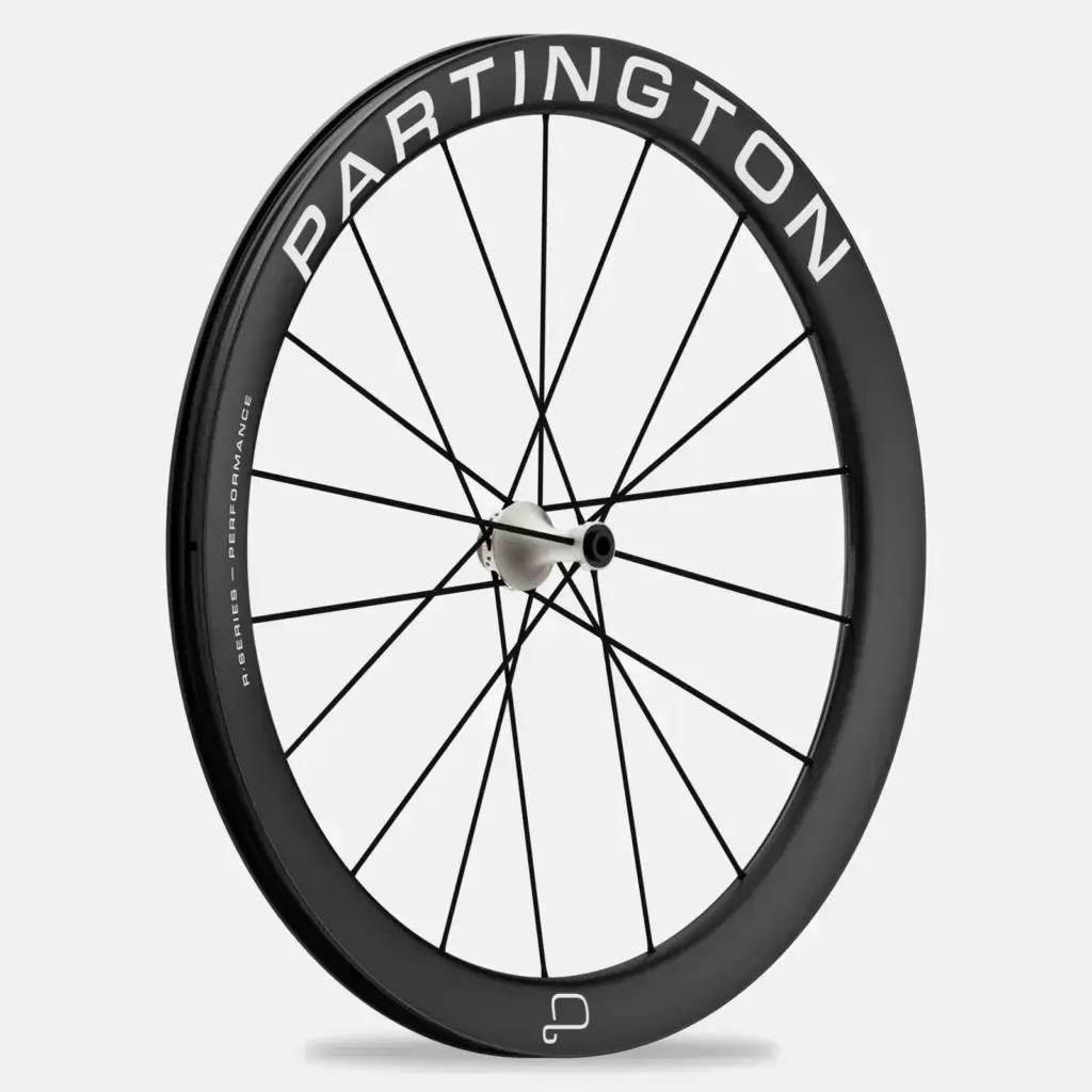Ruota anteriore Partington R-Series Performance da 50 mm con mozzo argento e grafiche Strong White